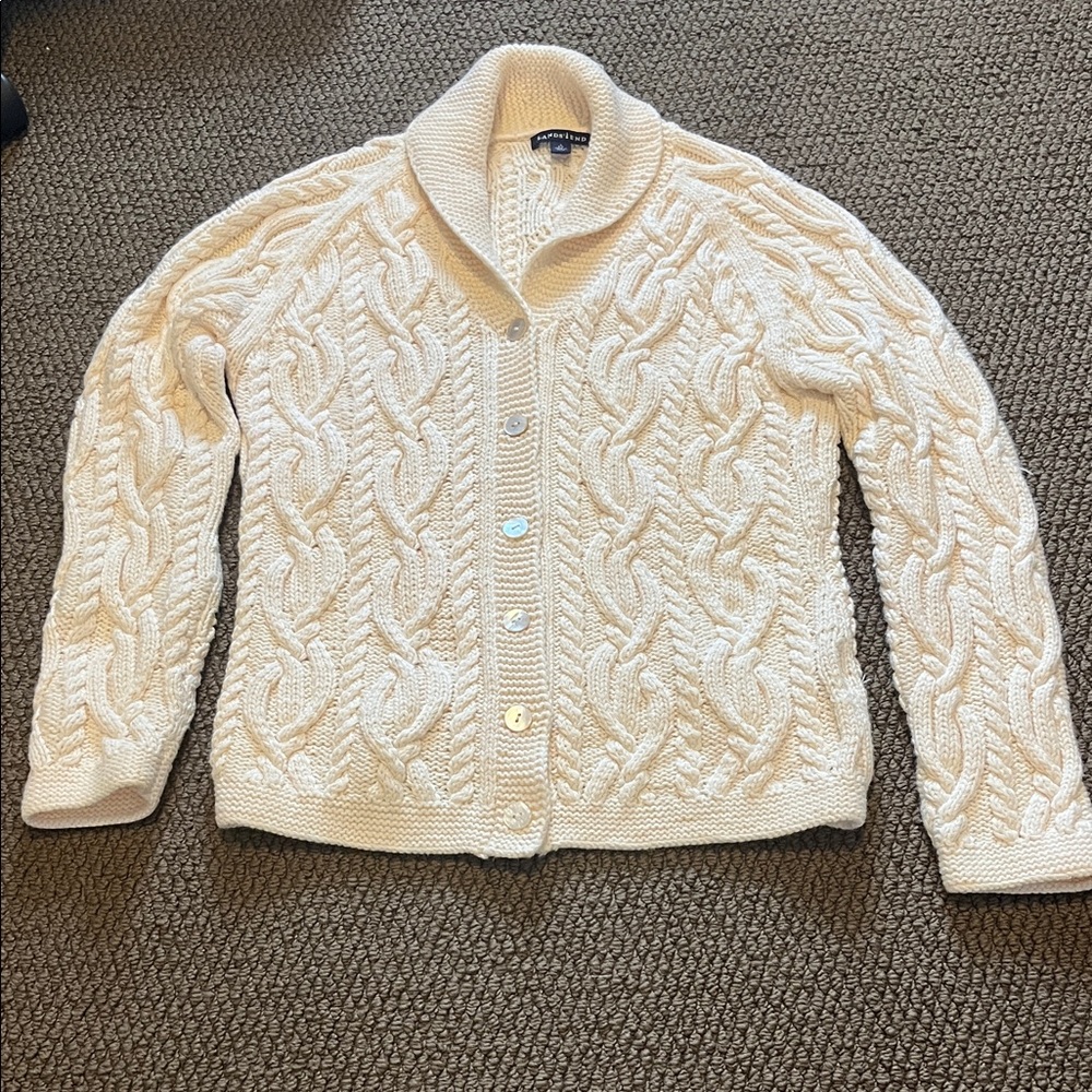 Lands' End Cream Cable Knit Sweater